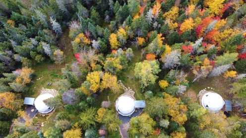 Jieol Dome Tents in Quebec Forest. Jieol Dome Tents in Quebec Forest.